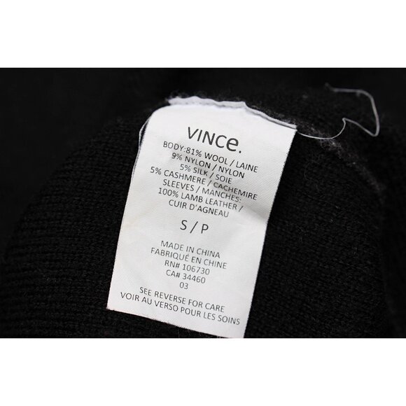 Vince - Wool + Cashmere Blend Double Face Sweater Coat + Leather, Sml Oversize - Picture 12 of 13